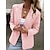 baratos Blusas de mulher-Mulheres Blazer Formal Botão Tecido A Prova de Vento Roupa de rua Normal agasalhos Manga Longa Primavera Preto S