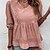 economico T-shirts-Per donna Camicia Blusa Rosa Liscio Informale Mezza manica A V Essenziale Lino Standard S