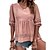 preiswerte T-shirts-Damen Hemd Bluse Rosa Glatt Casual Halbe Ärmel V Ausschnitt Basic Leinen Standard S