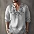 cheap Long Sleeves-Men&#039;s Casual Linen Shirt with Floral Graphic Print