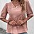abordables T-shirts-Femme Chemise Chemisier Rose Claire Plein Casual Demi Manches Col V basique Lin Normal S