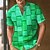 baratos Short Sleeves-Homens Camisa Social Xadrez Estampas Abstratas Geometria Colarinho Chinês Verde Azulado Vermelho Azul Laranja Verde Ao ar livre Rua Manga Curta Imprimir Roupa Moda Designer Casual Confortável