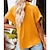 billige Tops &amp; Blouses-Dame Skjorte Knapp foran Grunnleggende Ensfarget / vanlig farge Flaggermusermer Sommer Svart Hvit Blå Oransje