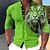 baratos Long Sleeves-Homens Camisa Social Animal Tigre Estampas Abstratas Colarinho Chinês Verde Azulado Vermelho Azul Laranja Verde Ao ar livre Rua Manga Longa Imprimir Roupa Moda Roupa de rua Designer Casual