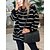 cheap Sweaters &amp; Cardigans-Stylish Women&#039;s Casual Pullover Striped Ribbed Knit Crew Neck Pocket Fall Winter Collection
