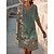 baratos Super Sale-vestido casual feminino vestido reto midi verde meia manga estampa floral outono primavera verão decote v 2023 s m l xl xxl 3xl