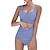 cheap Bikini-Women&#039;s Swimwear Bikini 2 Piece Normal Swimsuit Houndstooth Tie Dye Push Up High Waisted Blue Scoop Neck Padded Bathing Suits Casual Sexy New