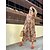 abordables Robes Maxi-Long Dress Maxi Dress  Casual  Print  Spring  Graphic  Classic  V Neck  Loose Fit  Orange  Summer  S M L XL