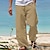 cheap Men&#039;s Bottoms-Men&#039;s Linen Pants Trousers Summer Pants Beach Pants Drawstring Elastic Waist Straight Leg Plain Comfort Yoga Daily Fashion Streetwear Navy Black