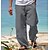 abordables Bas pour hommes-Homme Pantalon en lin Pantalon pantalon été Pantalon de plage Cordon Taille elastique Jambe droite Plein Confort Yoga du quotidien Mode Vêtement de rue Bleu marine Noir