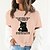 abordables Camiseta-Mujer Camiseta 100% Algodón Gato Letra Estampado Diario Noche Fin de semana Básico Manga Corta Escote Redondo Blanco