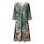 billige Super Sale-kvinders afslappede kjole skiftekjole midikjole grøn halværmet blomsterprint efterår forår sommer v-hals 2023 s m l xl xxl 3xl