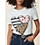 abordables Camisetas-Camiseta Casual Diaria de Algodón para Mujer con Corazón de Leopardo