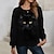 cheap Hoodies &amp; Sweatshirts-Basic Black Cat Women&#039;s Plus Size Sweatshirt Pullover