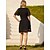 economico Vestiti casual-Abito nero da donna miniabito in modal patchwork di pizzo datato elegante scollo a V di base manica corta velata manica svolazzante primavera estate