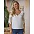 billige T-shirts-Dame Blondeskjorte Bluse Vanlig Daglig Weekend Blonder Udskæring Hvid Halvlange ærmer Elegant Mode Basale V-hals