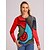 preiswerte T-shirts-Damen Übergröße T Shirt Graphic Geometrisch Casual Festtage Bedruckt Rote Langarm Vintage Ethnisch Rundhalsausschnitt Herbst Winter