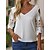 preiswerte T-shirts-Damen Spitzenhemd Bluse Glatt Täglich Wochenende Spitze Ausgeschnitten Weiß Halbe Ärmel Elegant Modisch Basic V Ausschnitt