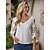 preiswerte T-shirts-Damen Spitzenhemd Bluse Glatt Täglich Wochenende Spitze Ausgeschnitten Weiß Halbe Ärmel Elegant Modisch Basic V Ausschnitt