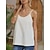 cheap Women&#039;s Tanks-Women&#039;s Tank Top Camisole Linen Plain Casual Holiday Going out White Sleeveless Basic Casual V Neck Summer Spring