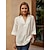 preiswerte Tops &amp; Blouses-Damen Bluse Bettwäsche aus Baumwolle Glatt Casual Weiß Halbe Ärmel Basic V Ausschnitt Sommer
