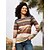 preiswerte Kapuzenjacken &amp; Sweatshirts-Damen T Shirt Farbblock Täglich Wochenende Bedruckt Braun Langarm Basic Rundhalsausschnitt Herbst Winter