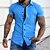 baratos Short Sleeves-Homens Camisa Social camisa de verão camisa de botão Camisa casual Preto Amarelo Rosa Vermelho Azul Marinho Escuro Manga Curta Letra Aberto para a Lateral Rua Casual Botão para baixo Roupa Misto de