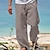 cheap Men&#039;s Bottoms-Men&#039;s Linen Pants Trousers Summer Pants Beach Pants Drawstring Elastic Waist Straight Leg Plain Comfort Yoga Daily Fashion Streetwear Navy Black