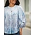 billige Tops &amp; Blouses-Dame Skjorte Bluse Grafisk Knap Trykt mønster Afslappet Basale Langærmet V-hals Lyserød Forår Efterår