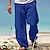 cheap Men&#039;s Bottoms-Men&#039;s Trousers Summer Pants Beach Pants Drawstring Elastic Waist Straight Leg Plain Comfort Yoga Daily 100% Cotton Fashion Streetwear Navy Black