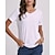 economico Super Sale-Per donna maglietta Di base Giornaliero Liscio Corte A V Estate Standard Nero Bianco Rosso scuro Verde chiaro Rosa