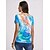 preiswerte T-shirts-Damen T Shirt Henley Shirt Basic Neon und Hell Graphic Normale Oberteile Kurzarm V Ausschnitt Knopf Ausgeschnitten Bedruckt Regular Fit Täglich Wochenende Blau Purpur Grün