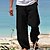 cheap Men&#039;s Bottoms-Men&#039;s Trousers Summer Pants Beach Pants Drawstring Elastic Waist Straight Leg Plain Comfort Yoga Daily 100% Cotton Fashion Streetwear Navy Black