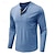 baratos Long Sleeve-Homens Camisa Henley Camisetas Camisa de manga longa Tecido Henley Casual Feriado Manga Longa Botão para baixo Roupa Misto de Algodão Moda Designer Confortável Indispensável para coordenação motora e