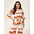 cheap Matching Sets-Floral Cuban Collar Cropped Top &amp; Wide leg Pants Set