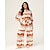 cheap Matching Sets-Floral Cuban Collar Cropped Top &amp; Wide leg Pants Set
