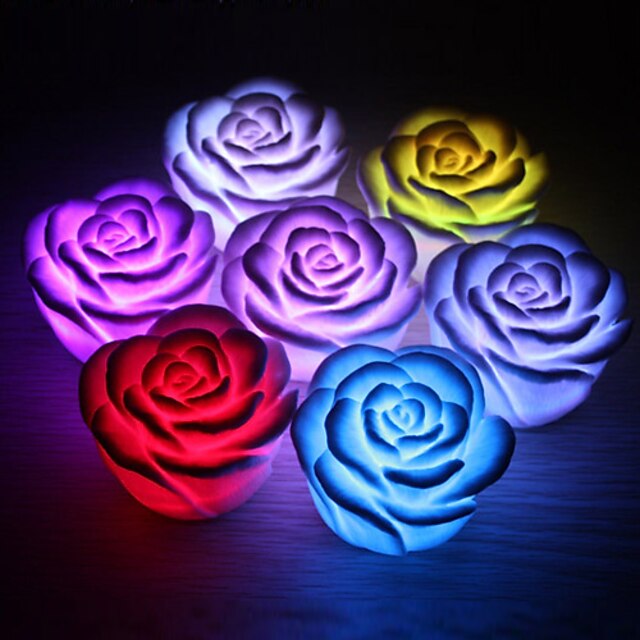  1pc Rose Flower LED Light Night Changing 7 Colors Romantic Candle Light Lamp