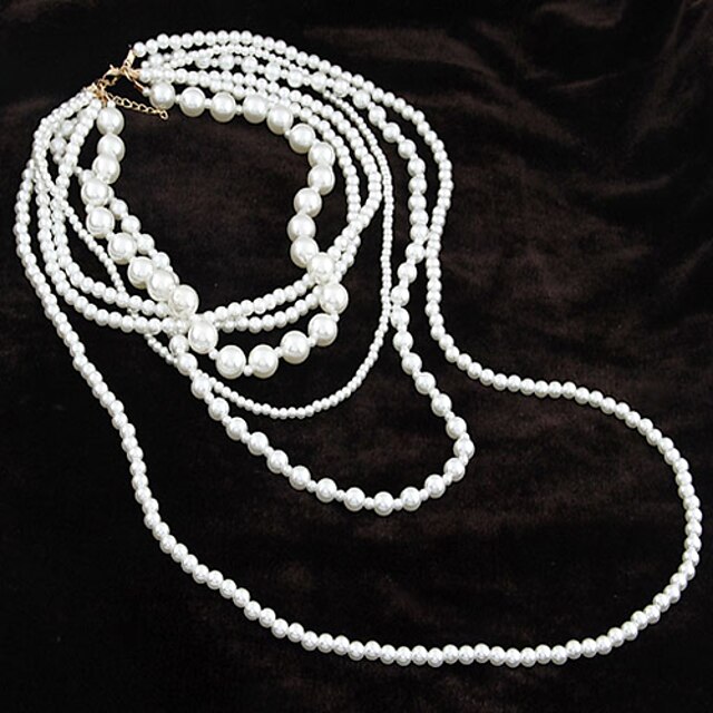  Women's Beaded Necklace Ladies Pearl Pearl White Necklace Jewelry For Party Daily