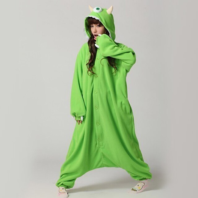  Adults' Kigurumi Pajamas One-Eyed Monster Animal Onesie Pajamas Polar Fleece Green Cosplay For Men and Women Animal Sleepwear Cartoon Festival / Holiday Costumes / Leotard / Onesie