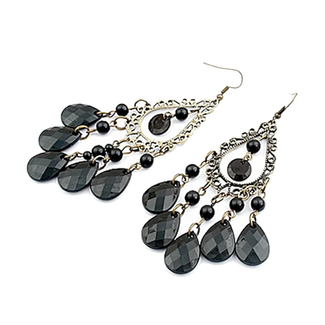  Drop Earrings Dangle Earrings Women's Party Daily Chandelier Acrylic Resin Obsidian Drop Black