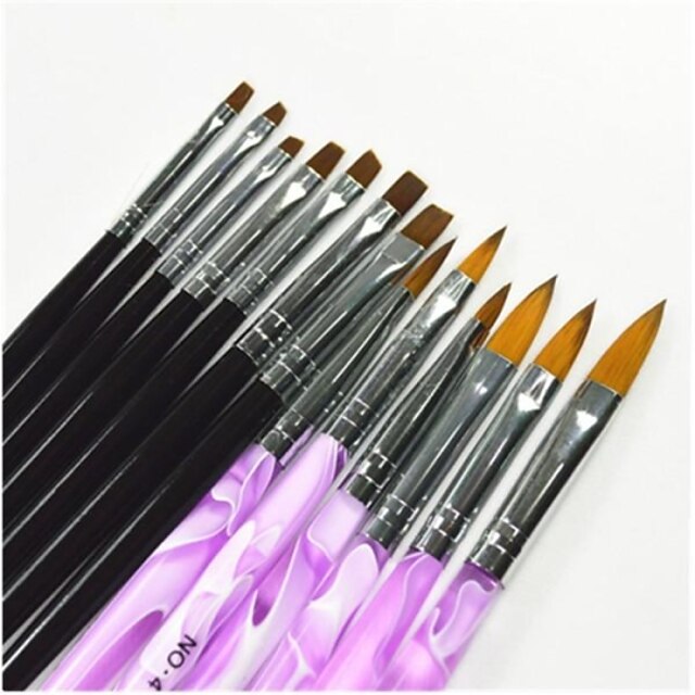  13 pcs black purple color painting drawing nail art pen brushes set for manicure uv gel false tips acrylic