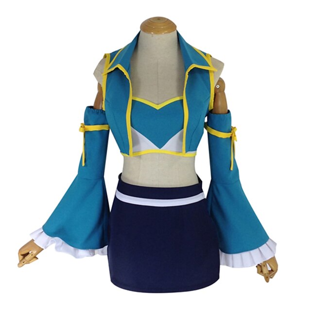  Inspired by Fairy Tail Lucy Heartfilia Anime Cosplay Costumes Japanese Patchwork Cosplay Suits Vest Skirt Bra For Women's / Sleeves / Sleeves