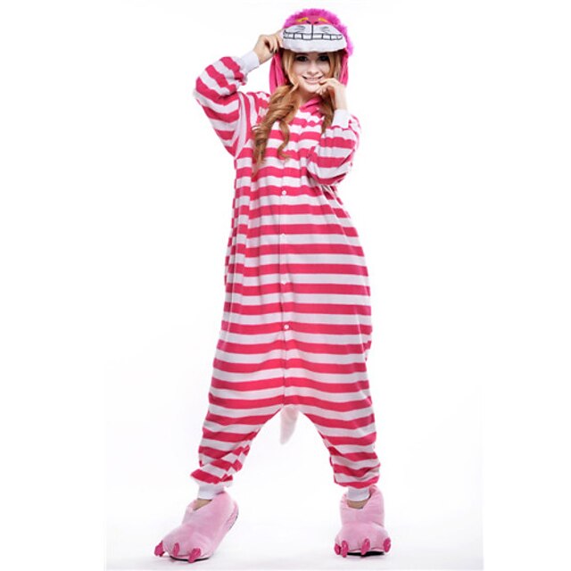  Adulte Pyjama Kigurumi Animal Chat Combinaison de Pyjamas Polaire Rose Cosplay Pour Homme et Femme Pyjamas Animale Dessin animé Fête / Célébration Les costumes / Collant / Combinaison