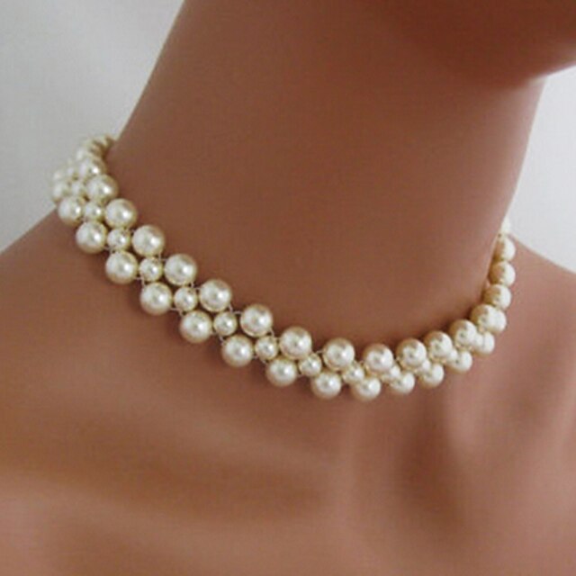  Per donna Perle Girocolli Collana di fili Nuziale Perle finte Bianco Collana Gioielli Per Matrimonio Feste Casuale Quotidiano