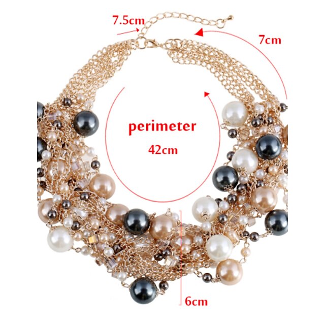  Women's Statement Necklace Pearl Necklace Ladies Luxury Festival / Holiday Color Pearl Alloy Rainbow Pink White Black Necklace Jewelry For Party Wedding Special Occasion