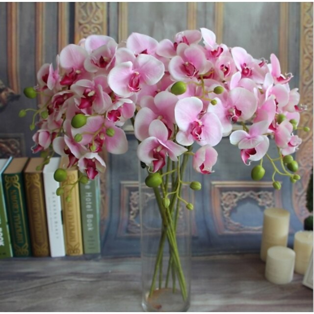  5 pièces fleurs artificielles au toucher réel orchidées décor à la maison cadeau de fête de mariage 14 * 78 cm