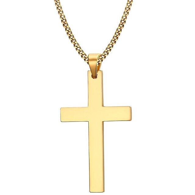  Men's Pendant Necklace Cross Ladies Fashion Simple Style Stainless Steel Gold Plated Golden Silver Black Necklace Jewelry For Christmas Gifts Party Casual Daily
