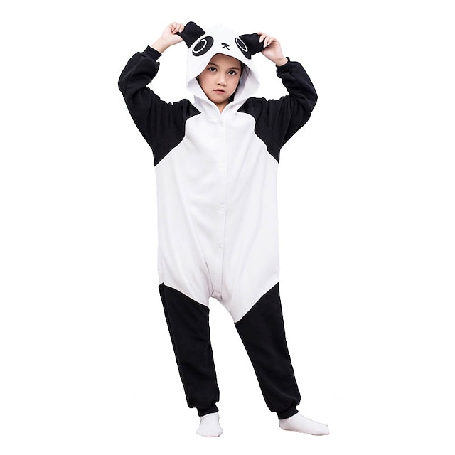  Kigurumi Pajamas Kid's Panda Onesie Pajamas Polar Fleece Black / White Cosplay For Animal Sleepwear Cartoon Festival / Holiday Costumes / Leotard / Onesie