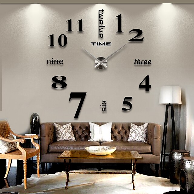  3D Wall Decal Decorative Clock,DIY Wall Clock Modern Frameless Large Arabic Numerals Clock Mirror Surface Wall Sticker Home Decor for Living Room Bedroom (19-27 Inch)