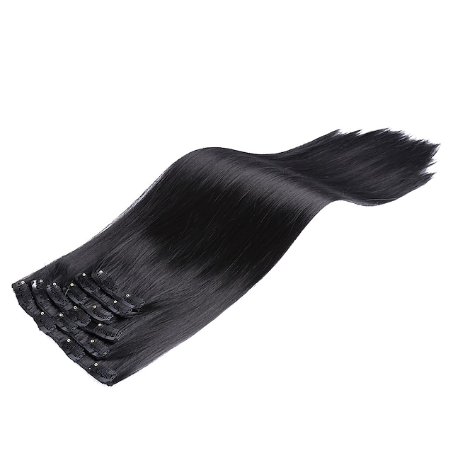  EEWigs Human Hair Extensions Straight Classic Synthetic Hair Hair Extension Clip In Daily